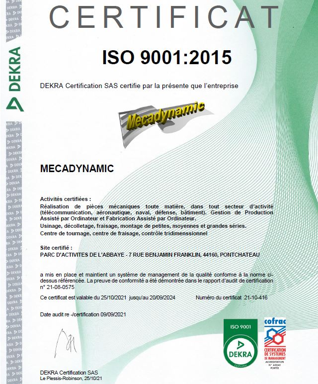 Certification ISO9001